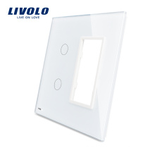 Livolo Белый 125 мм * 125 мм США стандарт Двойная стеклянная панель для продажи для настенного сенсорного выключателя розетка VL-C5-C2 / SR-11